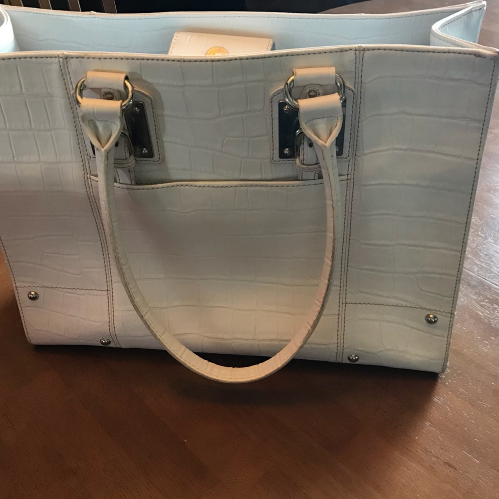 Wilson’s Leather White Crocodile Pattern Tote NWOT